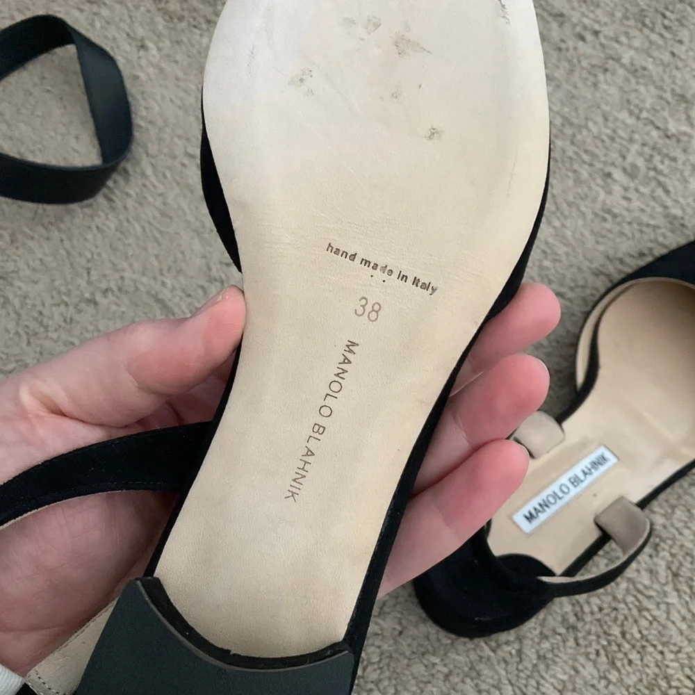 Manolo Blahnik Aspro Suede Block-Heel Slingback Pump - Picture 9 of 10